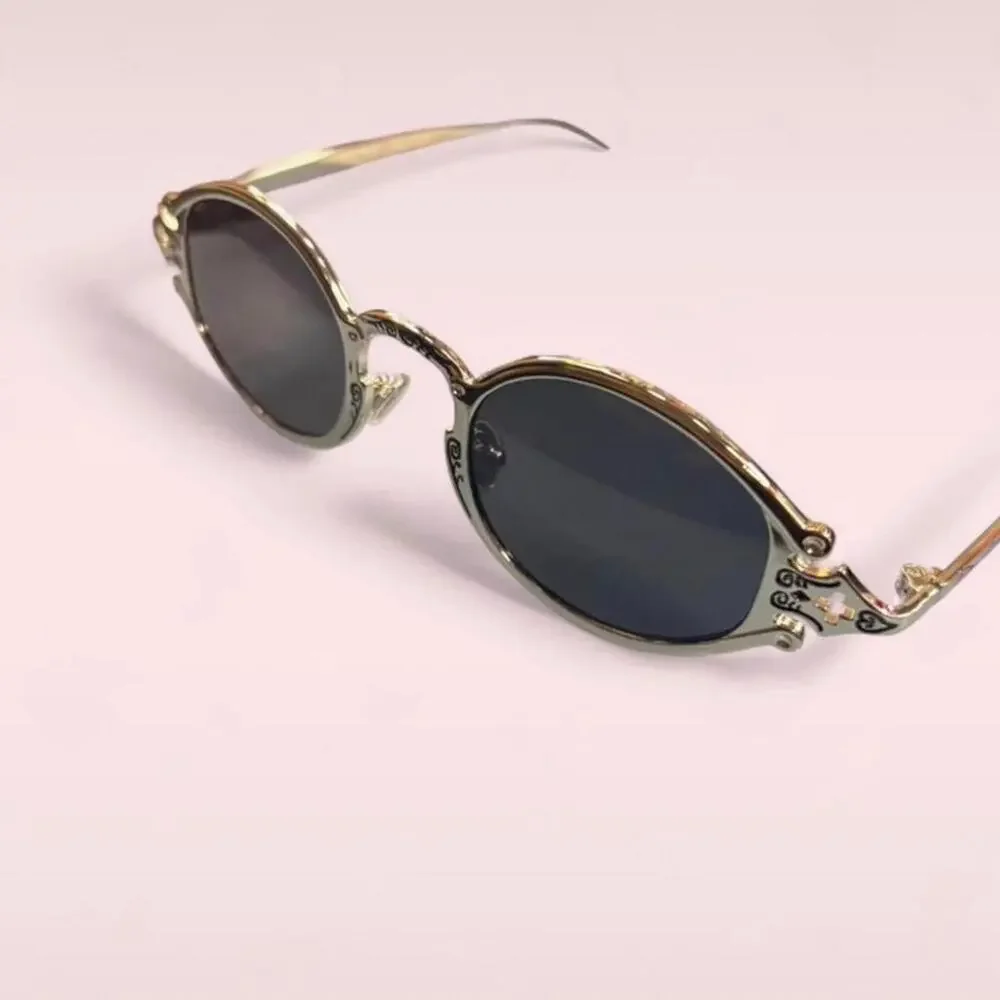 Vintage style steampunk oval sunglasses